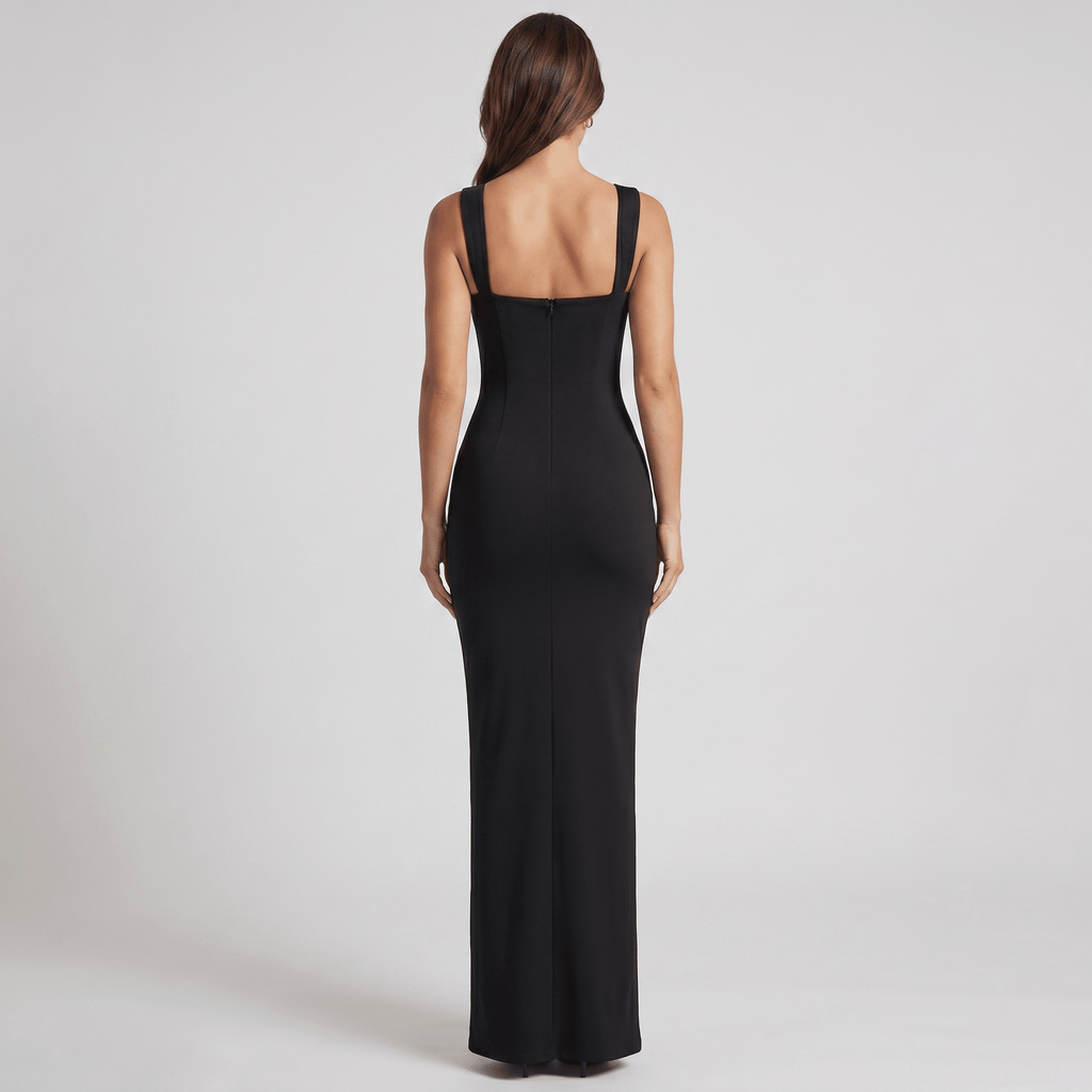Women Maxi Dress Bodycon Sleeveless Square Neckline - Evergreen Outfits - Women Maxi Dress