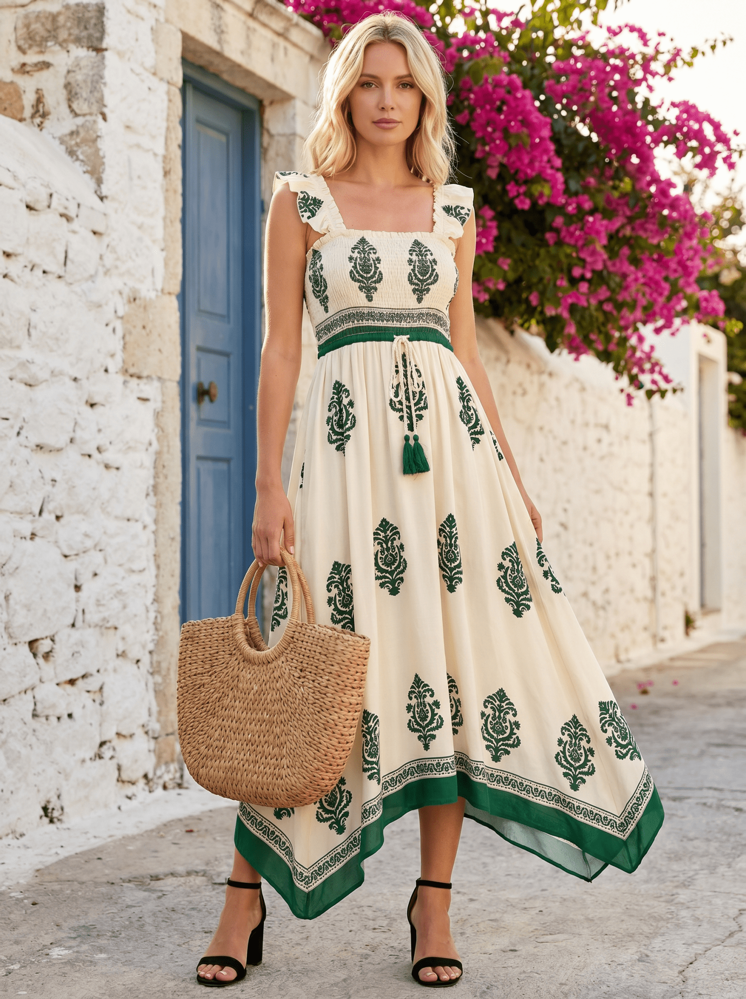 Women Maxi Dress Bohemian Summer Flowy Relaxed Fit - Evergreen Outfits - Women Maxi Dress