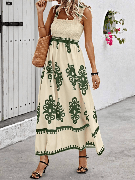 Women Maxi Dress Bohemian Summer Flowy Relaxed Fit - Evergreen Outfits - Women Maxi Dress