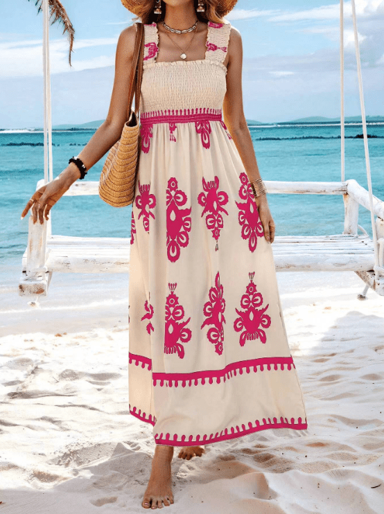 Women Maxi Dress Bohemian Summer Flowy Relaxed Fit - Evergreen Outfits - Women Maxi Dress