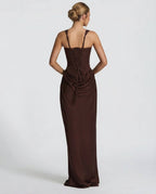 Women Maxi Dress Corset Draped Hip Sleeveless Design - Evergreen Outfits - Women Maxi Dress