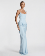 Women Maxi Dress Corset Draped Hip Sleeveless Design - Evergreen Outfits - Women Maxi Dress