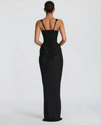 Women Maxi Dress Corset Draped Hip Sleeveless Design - Evergreen Outfits - Women Maxi Dress