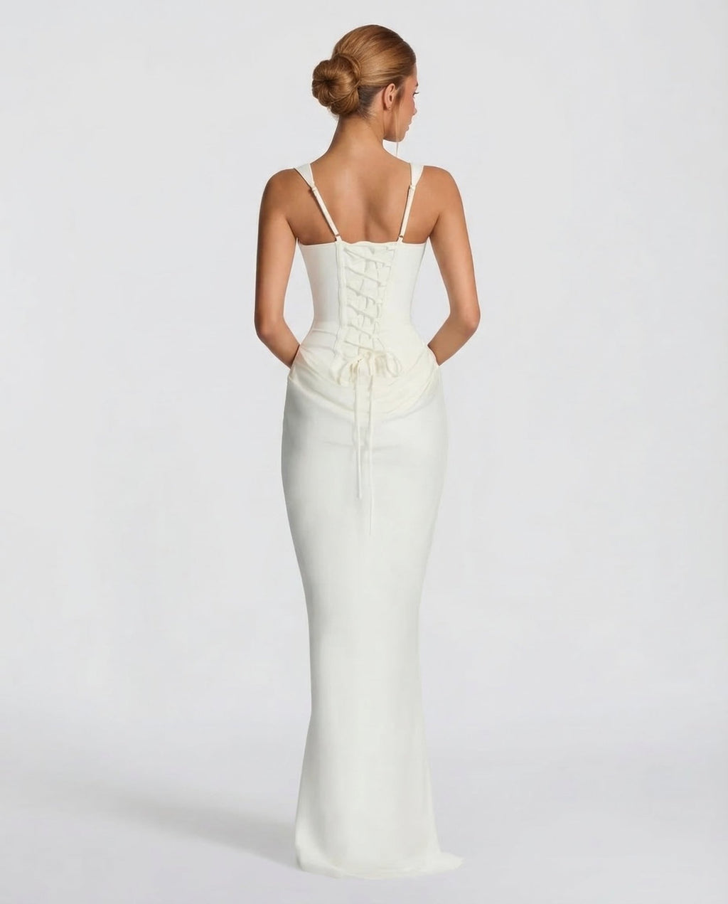 Women Maxi Dress Corset Draped Hip Sleeveless Design - Evergreen Outfits - Women Maxi Dress