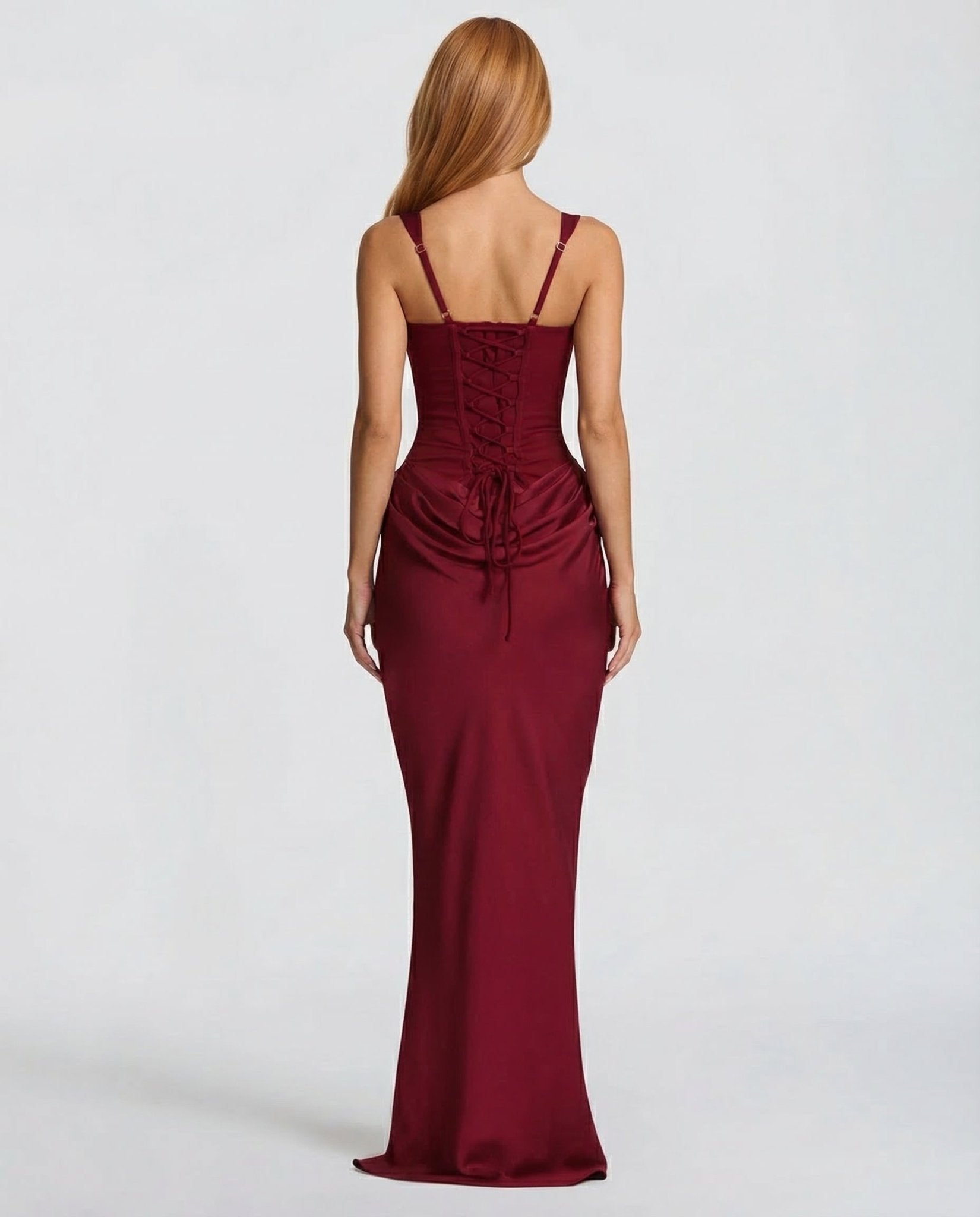 Women Maxi Dress Corset Draped Hip Sleeveless Design - Evergreen Outfits - Women Maxi Dress