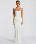 Women Maxi Dress Corset Draped Hip Sleeveless Design - Evergreen Outfits - Women Maxi Dress
