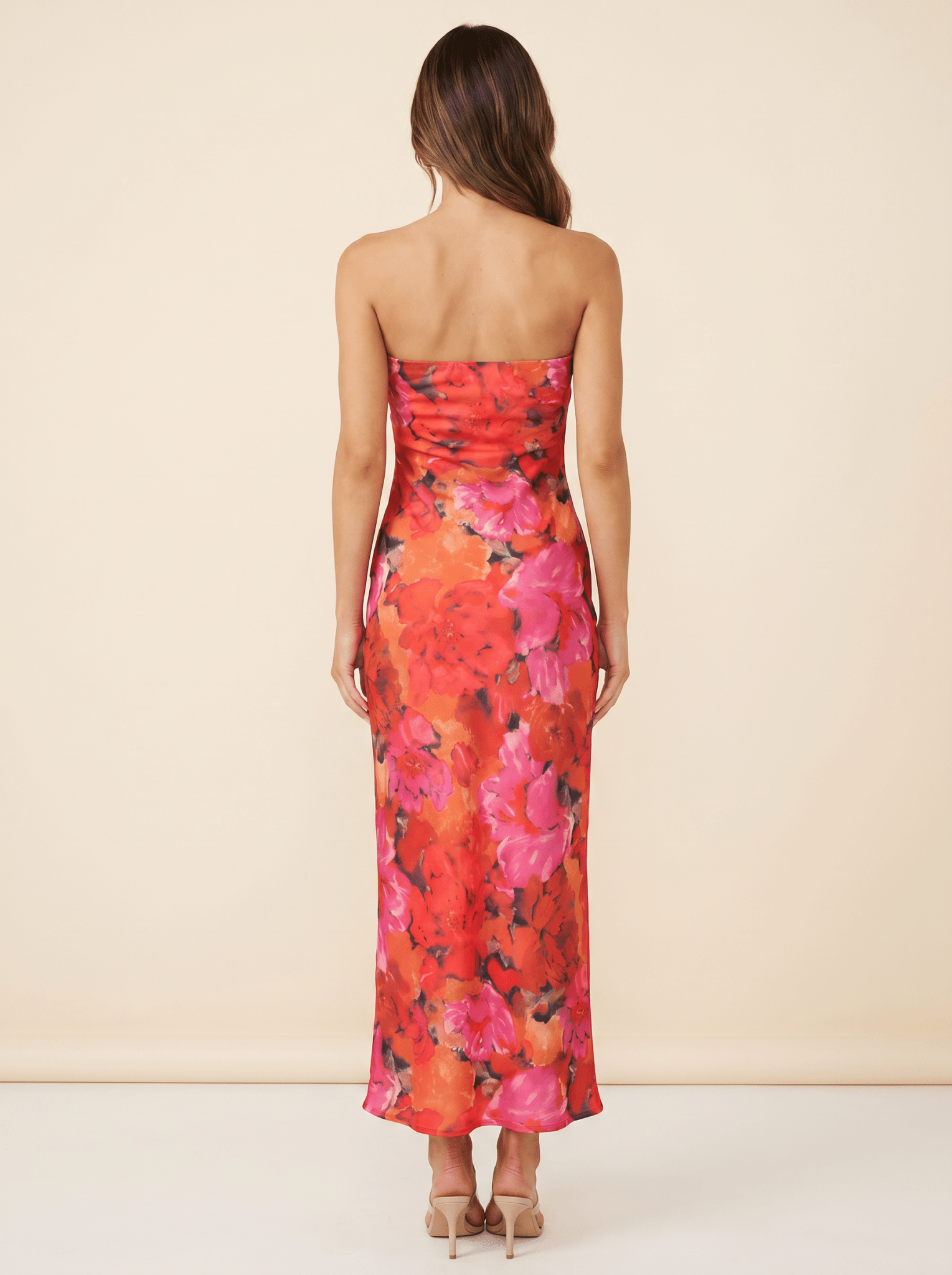Women Maxi Dress Floral Bandeau Sleeveless Printed Style - Evergreen Outfits - Women Maxi Dress