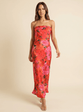 Women Maxi Dress Floral Bandeau Sleeveless Printed Style - Evergreen Outfits - Women Maxi Dress