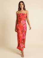 Women Maxi Dress Floral Bandeau Sleeveless Printed Style - Evergreen Outfits - Women Maxi Dress