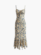 Women Maxi Dress Floral Print Ruched Spaghetti Strap - Evergreen Outfits - Women Maxi Dress