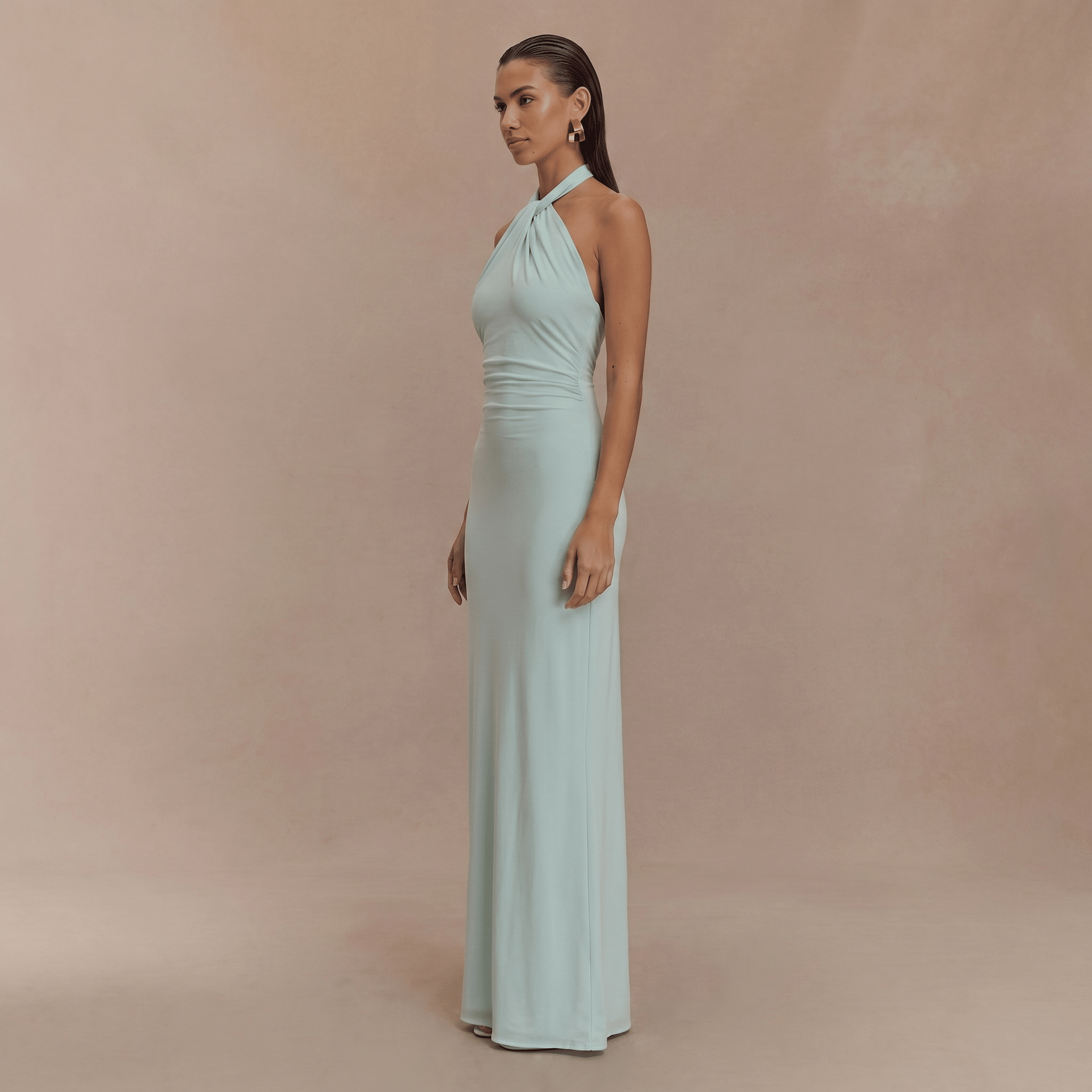 Women Maxi Dress Halter Neck Bodycon Floor Length Fit - Evergreen Outfits - Women Maxi Dress