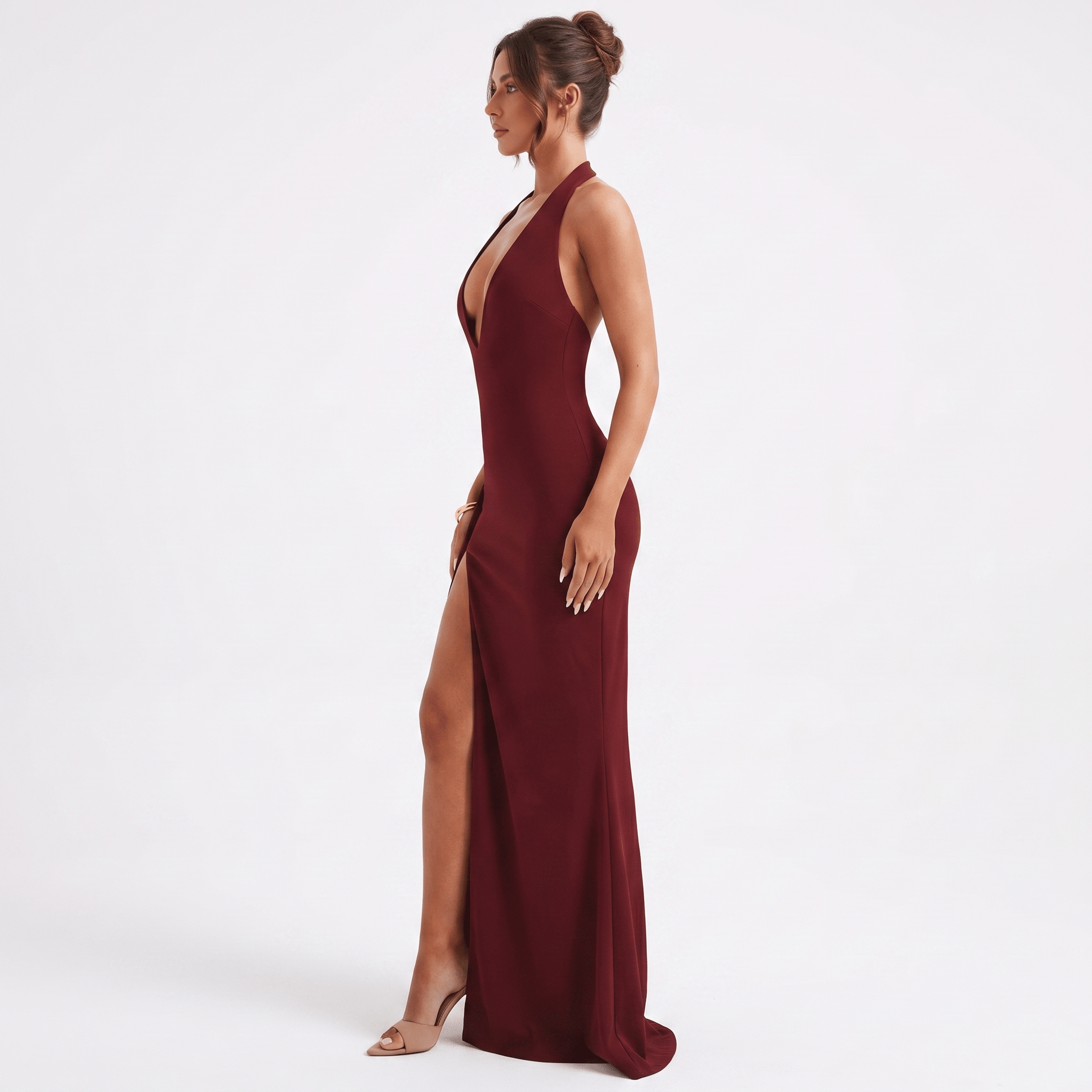 Women Maxi Dress Halter Neck Bodycon Open Back Design - Evergreen Outfits - Women Maxi Dress