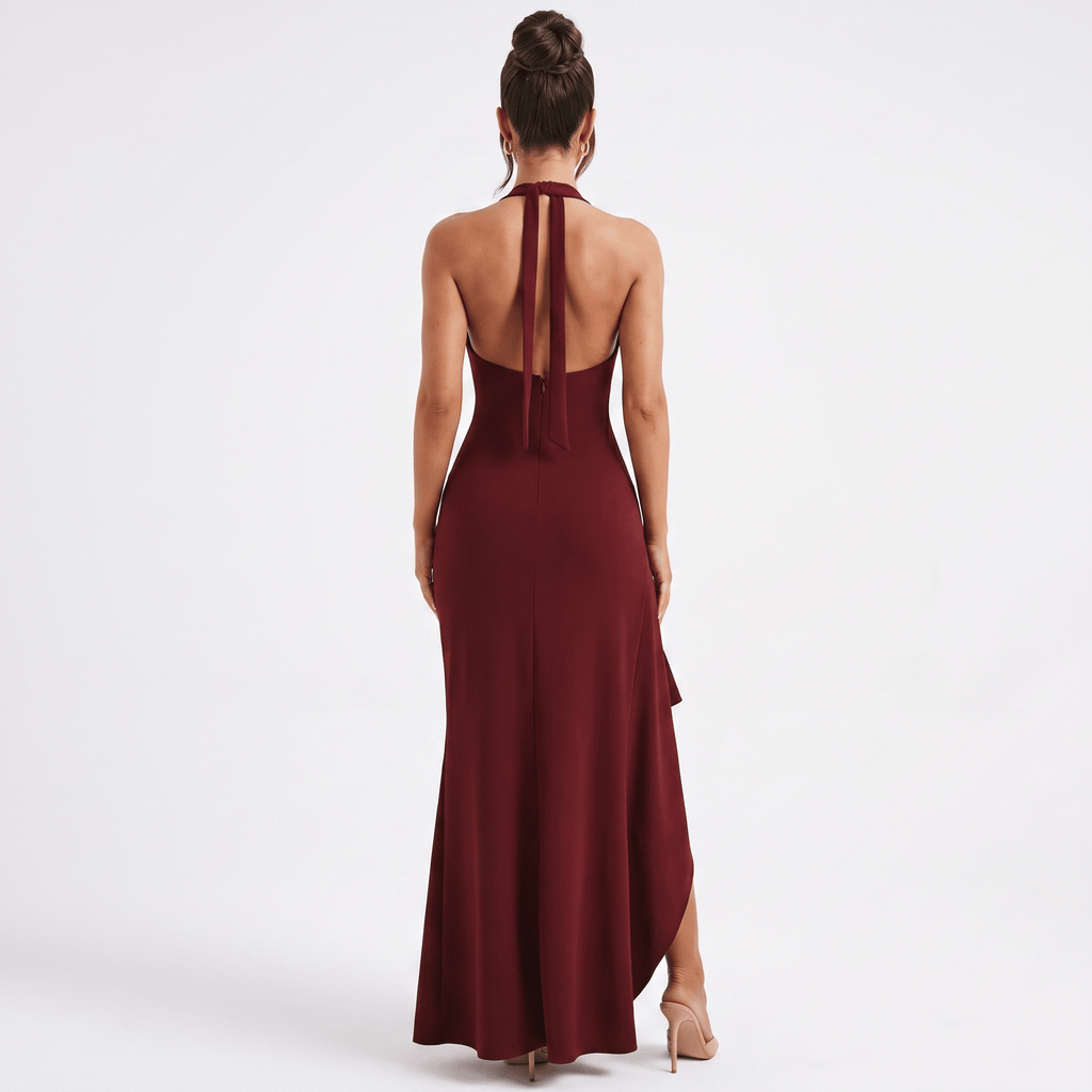 Women Maxi Dress Halter Neck Bodycon Open Back Design - Evergreen Outfits - Women Maxi Dress