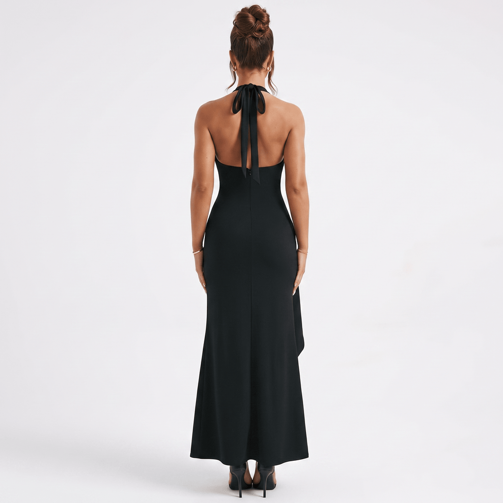 Women Maxi Dress Halter Neck Bodycon Open Back Design - Evergreen Outfits - Women Maxi Dress
