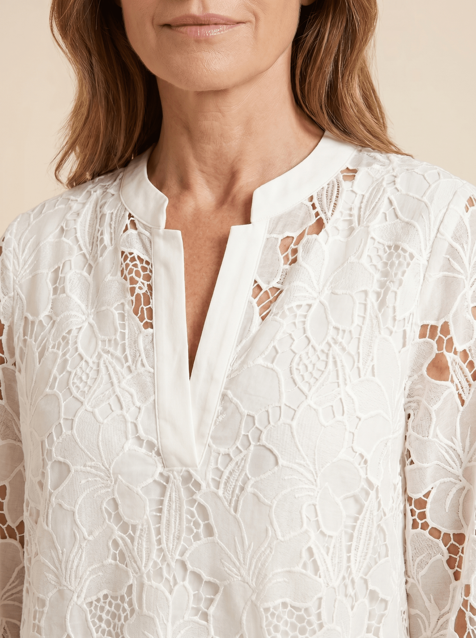 Women Maxi Dress Lace Floral Embroidery High Collar - Evergreen Outfits - Women Maxi Dress
