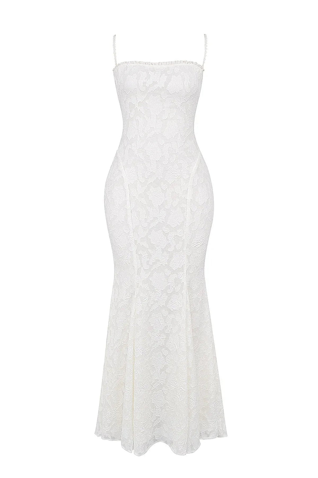 Women Maxi Dress Lace Spaghetti Strap Flared Hem Fit - Evergreen Outfits - Women Maxi Dress