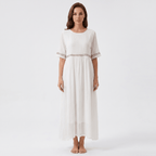 Women Maxi Dress Loose Fit Round Neckline Design - Evergreen Outfits - Women Maxi Dress