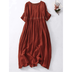 Women Maxi Dress Loose Fit Round Neckline Design - Evergreen Outfits - Women Maxi Dress