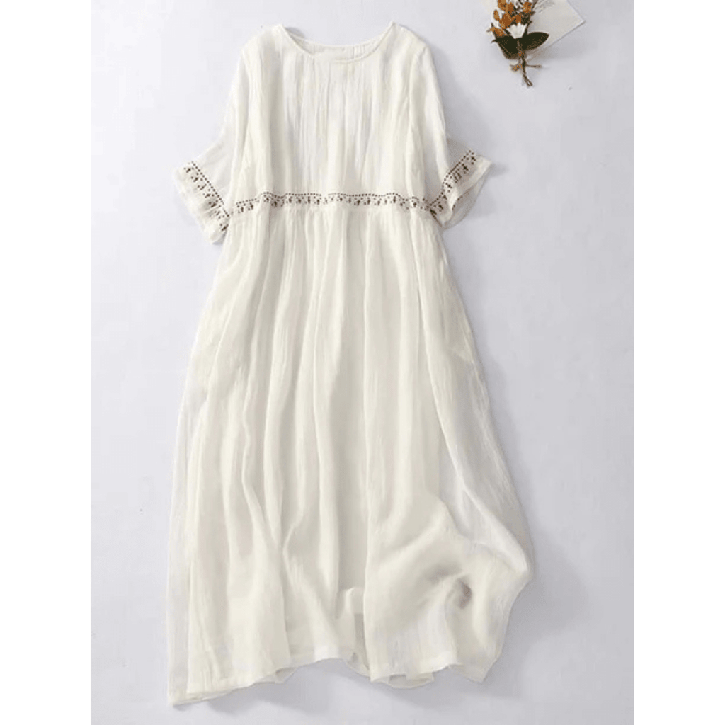 Women Maxi Dress Loose Fit Round Neckline Design - Evergreen Outfits - Women Maxi Dress