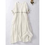 Women Maxi Dress Loose Fit Round Neckline Design - Evergreen Outfits - Women Maxi Dress