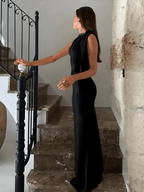 Women Maxi Dress One Shoulder Neckline Bow Detail Fit - Evergreen Outfits - Women Maxi Dress