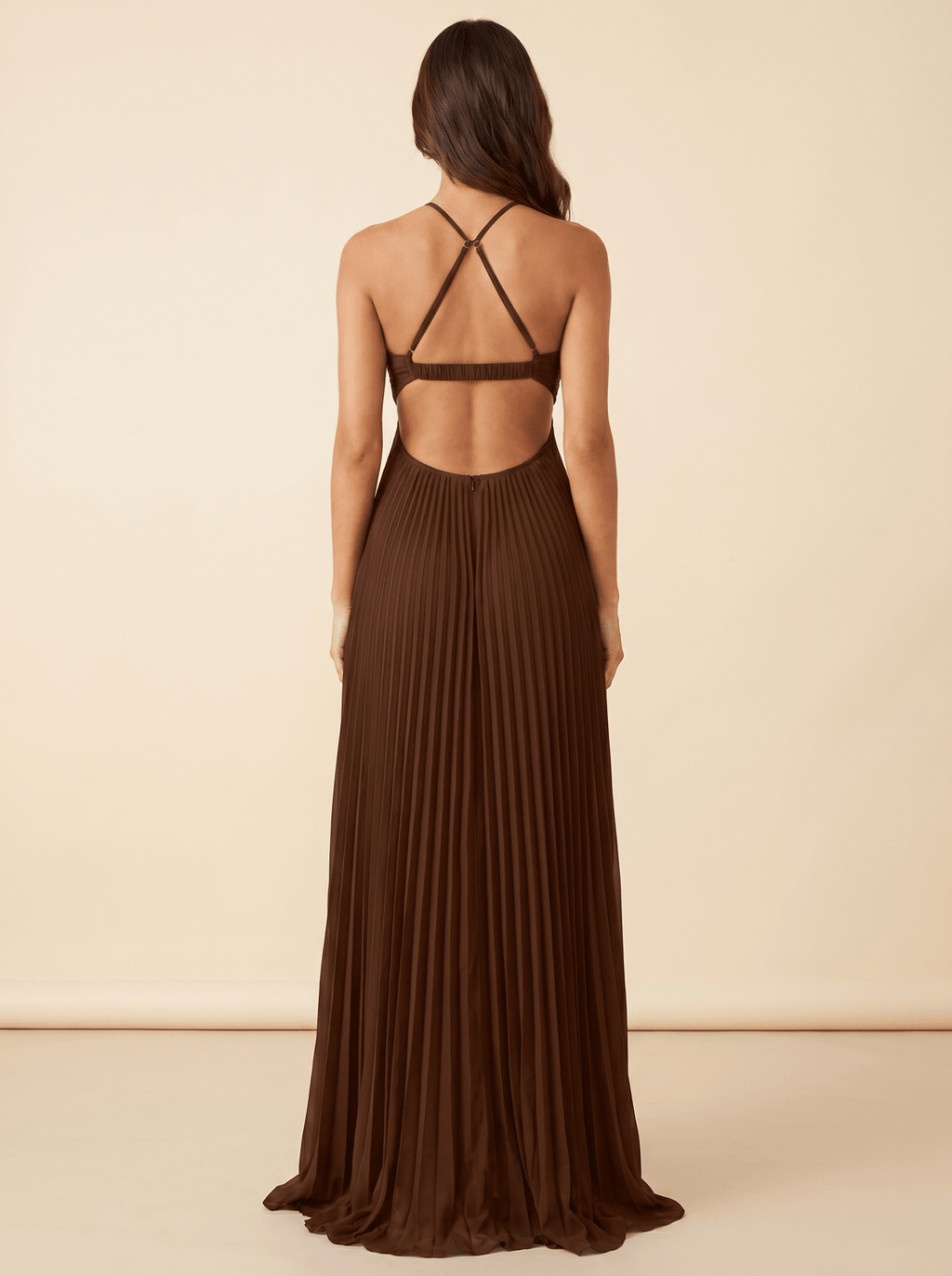 Women Maxi Dress Pleated Halter Open Back Sleeveless - Evergreen Outfits - Women Maxi Dress