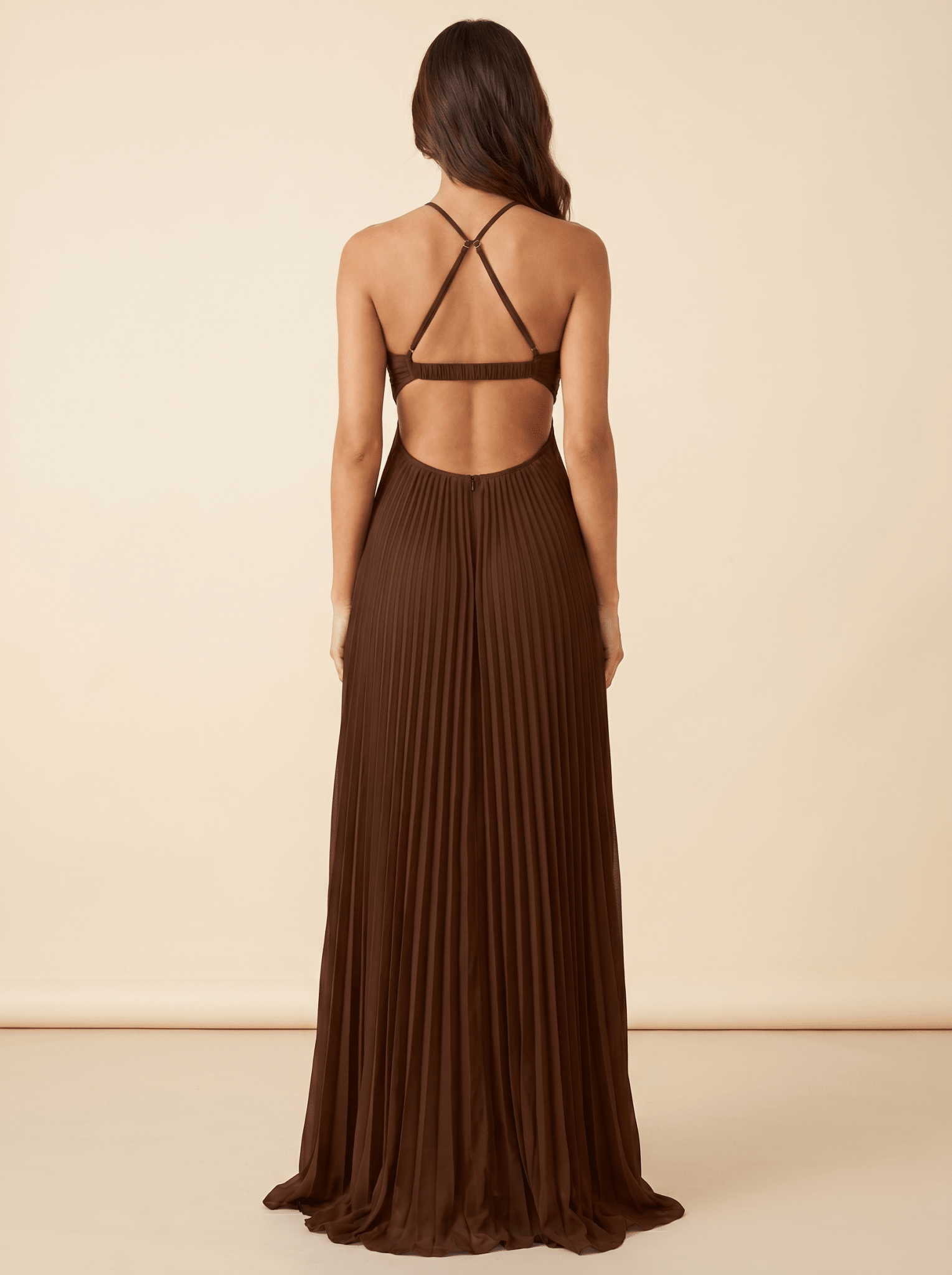 Women Maxi Dress Pleated Halter Open Back Sleeveless - Evergreen Outfits - Women Maxi Dress