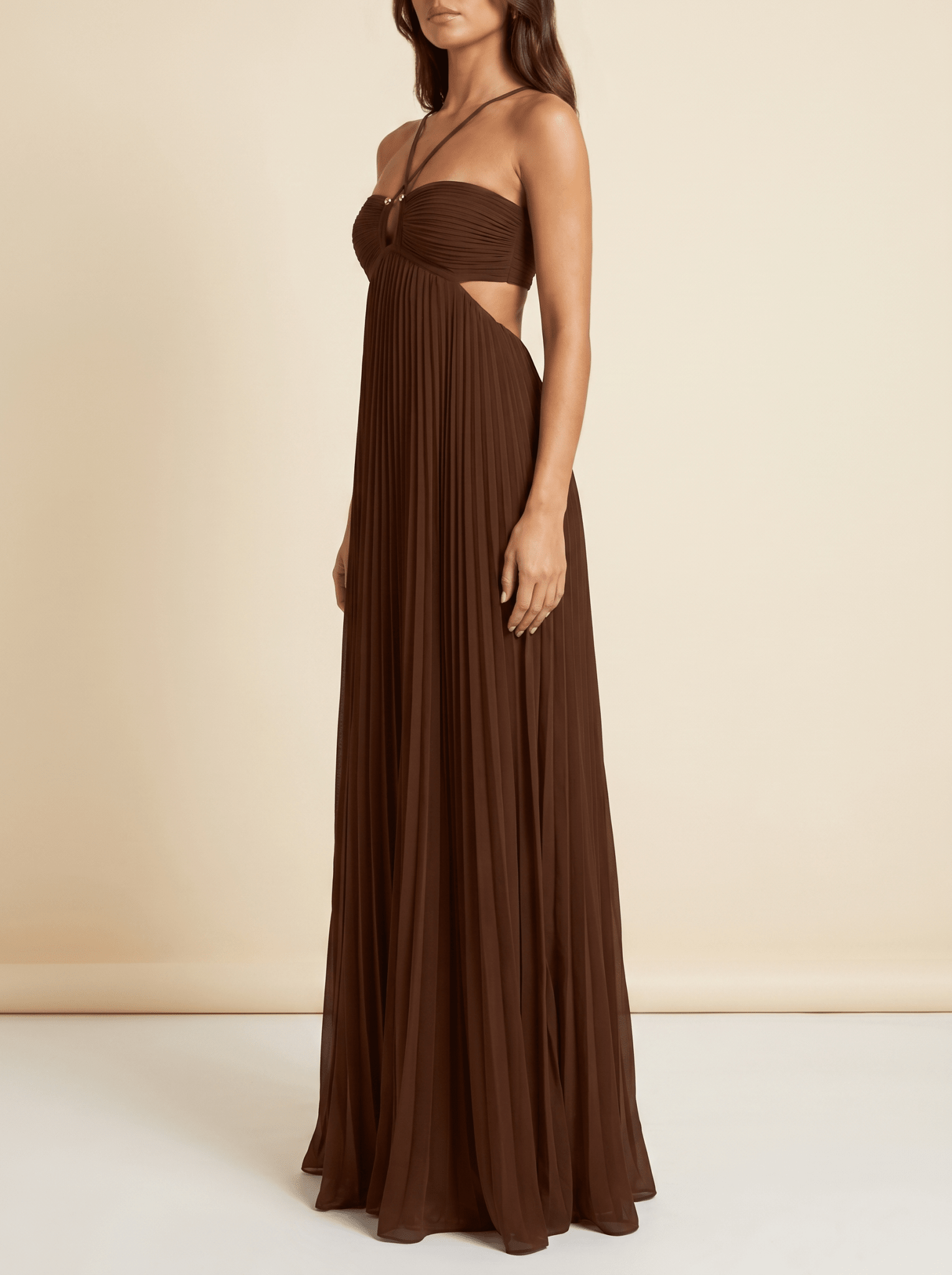 Women Maxi Dress Pleated Halter Open Back Sleeveless - Evergreen Outfits - Women Maxi Dress
