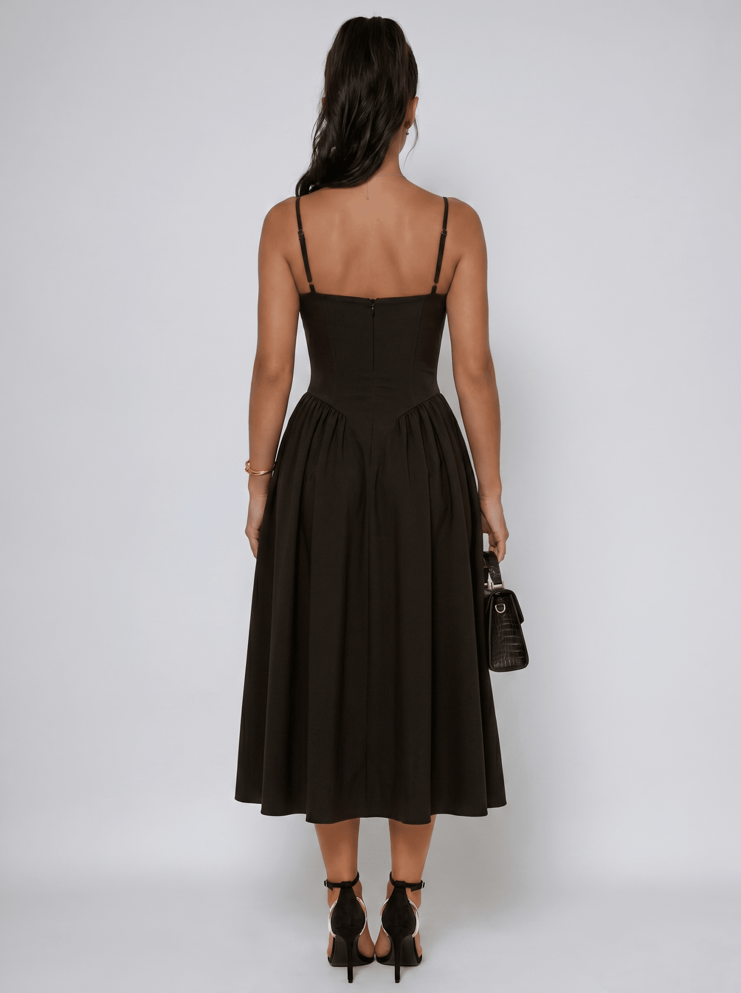 Women Maxi Dress Pleated Sweetheart Neck Skater Style - Evergreen Outfits - Women Maxi Dress