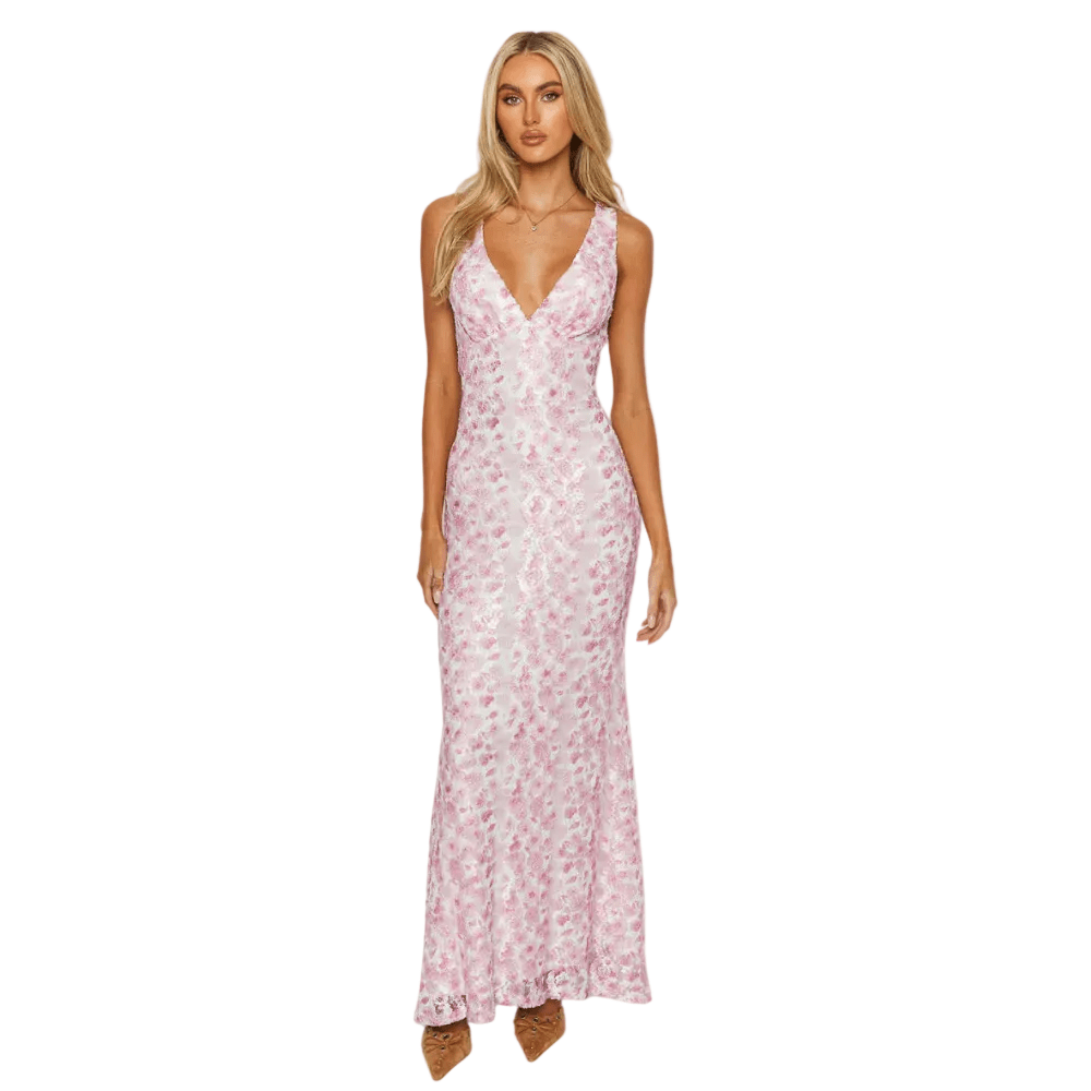 Women Maxi Dress Sleeveless Bodycon V - Neck Fit - Evergreen Outfits - Women Maxi Dress