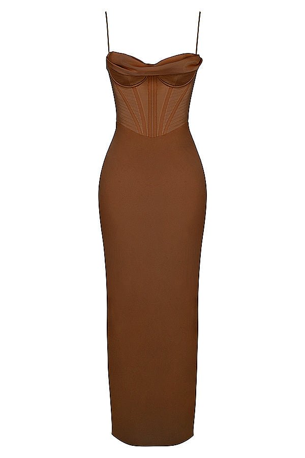 Women Maxi Dress Sleeveless Corset Fitted Design - Evergreen Outfits - Women Maxi Dress