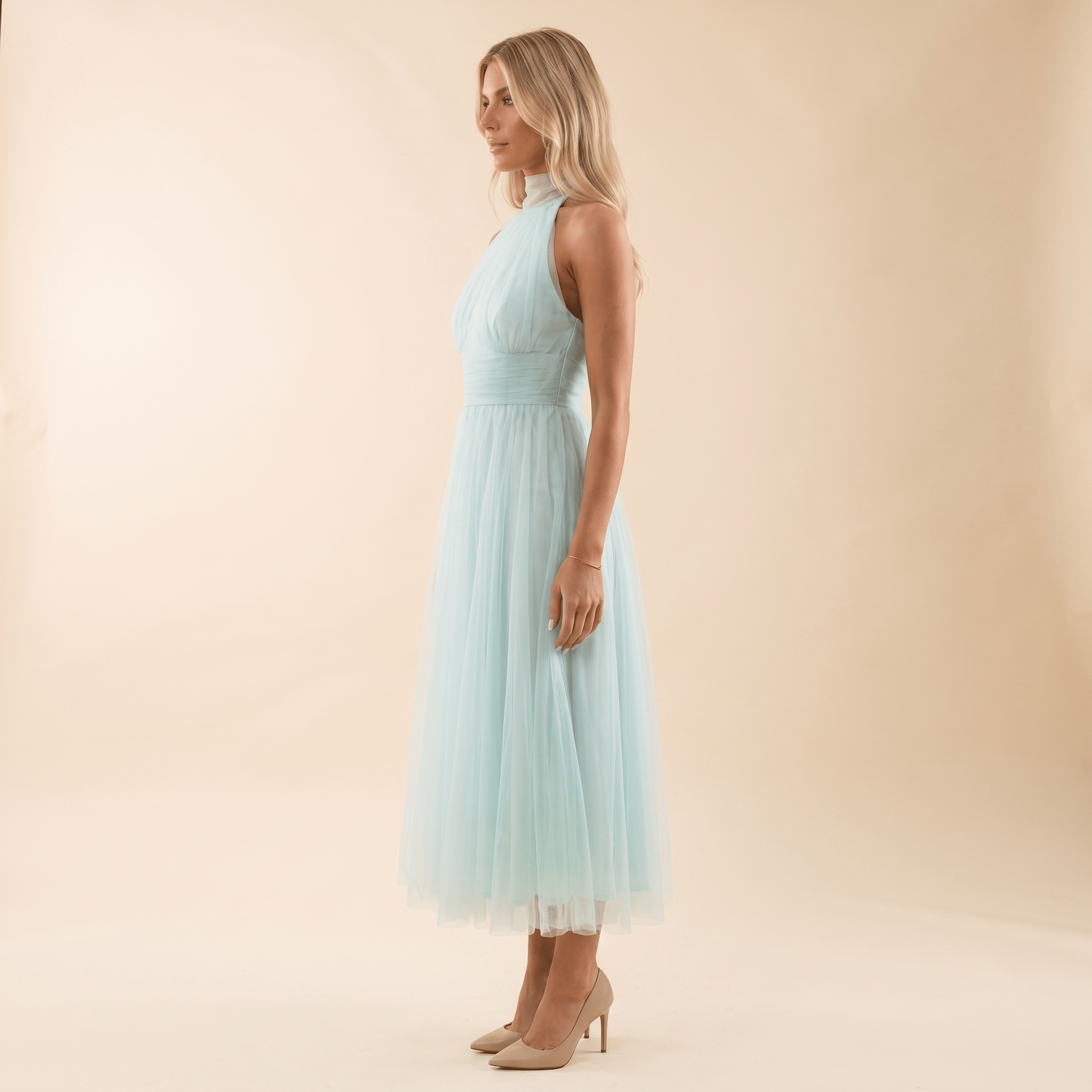 Women Maxi Dress Sleeveless Halter Neckline Elegant Fit - Evergreen Outfits - Women Maxi Dress