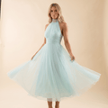 Women Maxi Dress Sleeveless Halter Neckline Elegant Fit - Evergreen Outfits - Women Maxi Dress