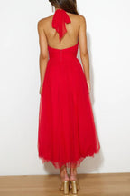 Women Maxi Dress Sleeveless Halter Neckline Elegant Fit - Evergreen Outfits - Women Maxi Dress