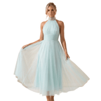 Women Maxi Dress Sleeveless Halter Neckline Elegant Fit - Evergreen Outfits - Women Maxi Dress