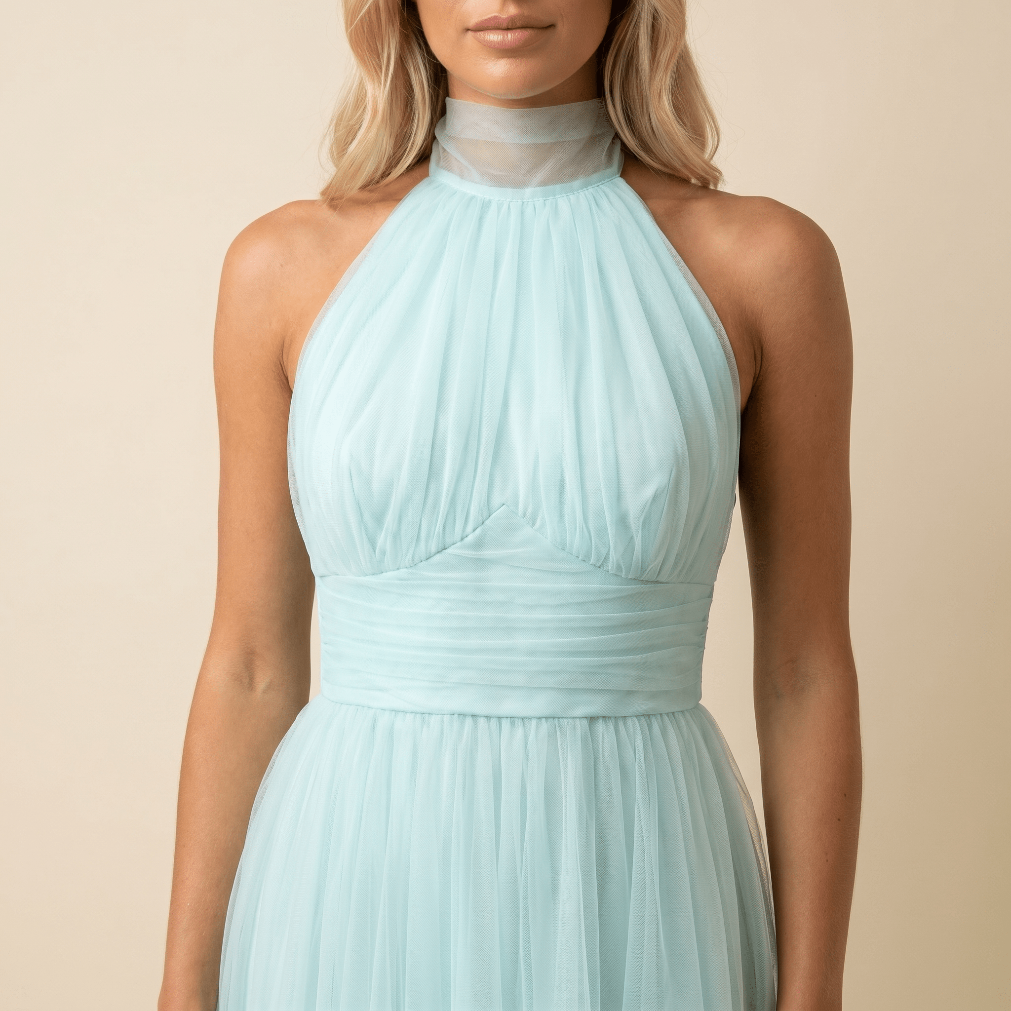 Women Maxi Dress Sleeveless Halter Neckline Elegant Fit - Evergreen Outfits - Women Maxi Dress