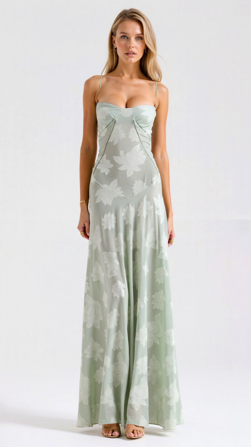 Women Maxi Dress Spaghetti Strap Corset Bodice Fit - Evergreen Outfits - Women Maxi Dress