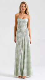 Women Maxi Dress Spaghetti Strap Corset Bodice Fit - Evergreen Outfits - Women Maxi Dress