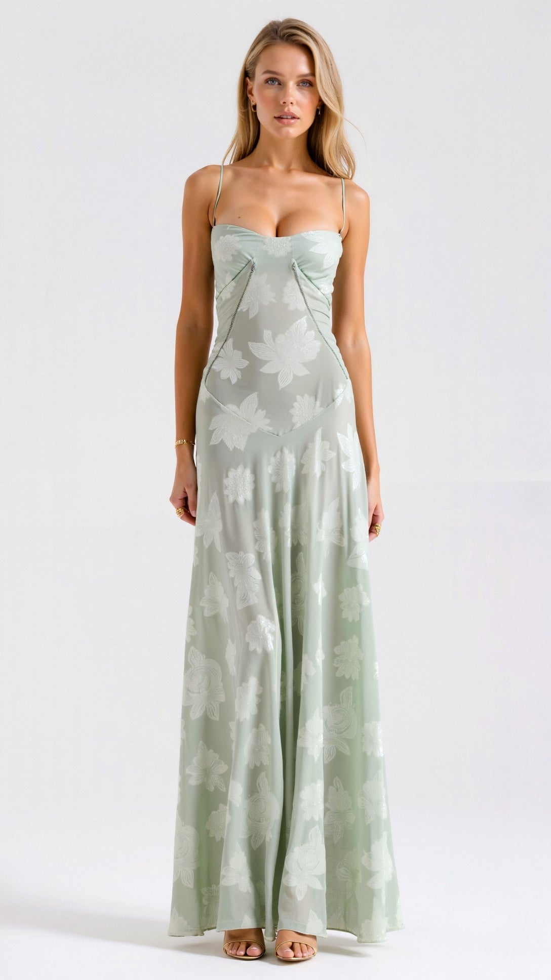 Women Maxi Dress Spaghetti Strap Corset Bodice Fit - Evergreen Outfits - Women Maxi Dress