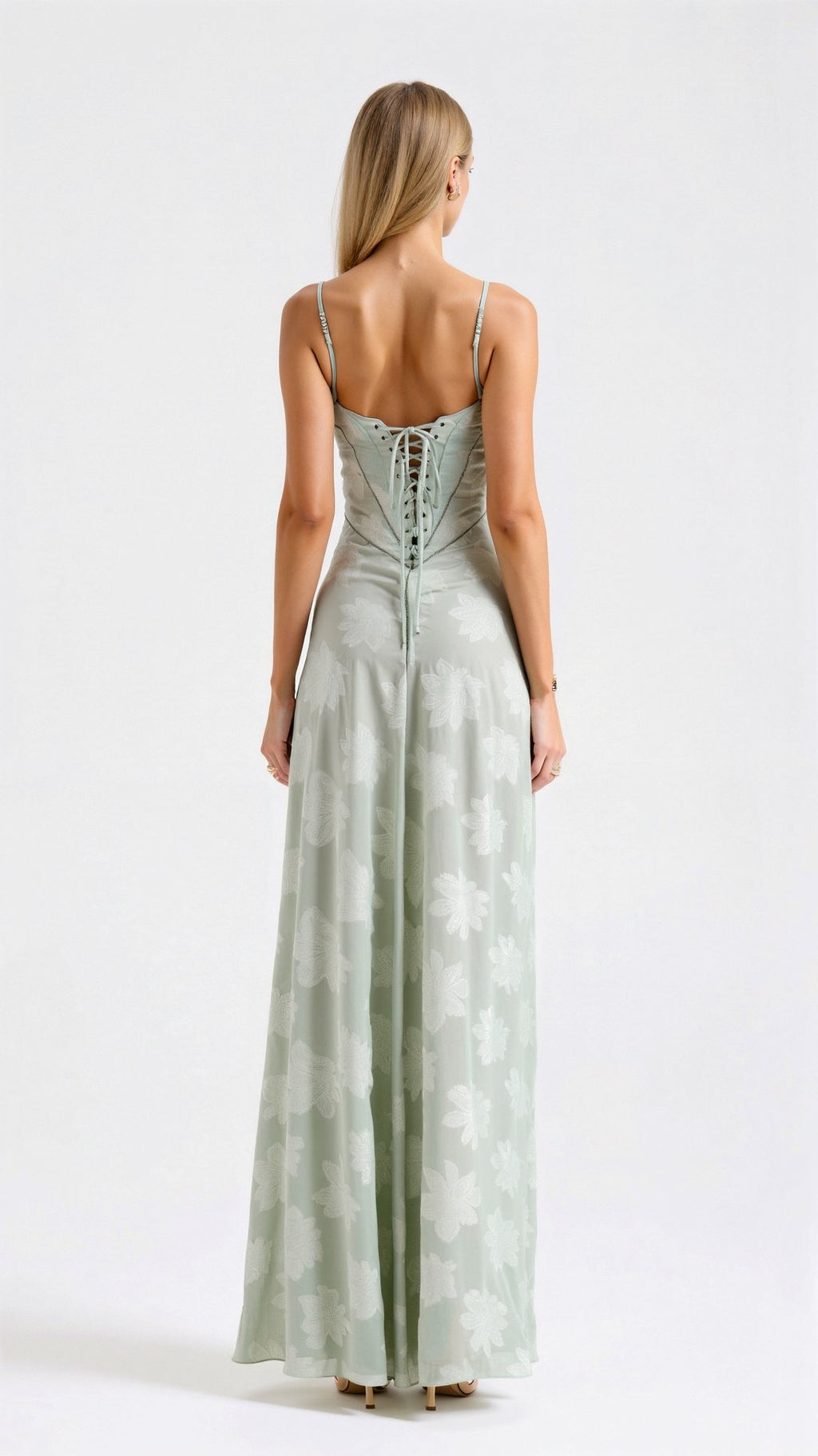 Women Maxi Dress Spaghetti Strap Corset Bodice Fit - Evergreen Outfits - Women Maxi Dress