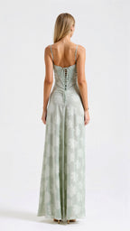 Women Maxi Dress Spaghetti Strap Corset Bodice Fit - Evergreen Outfits - Women Maxi Dress