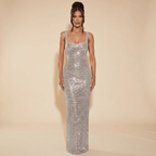 Women Maxi Dress Square Neck Sleeveless Long Design - Evergreen Outfits - Women Maxi Dress