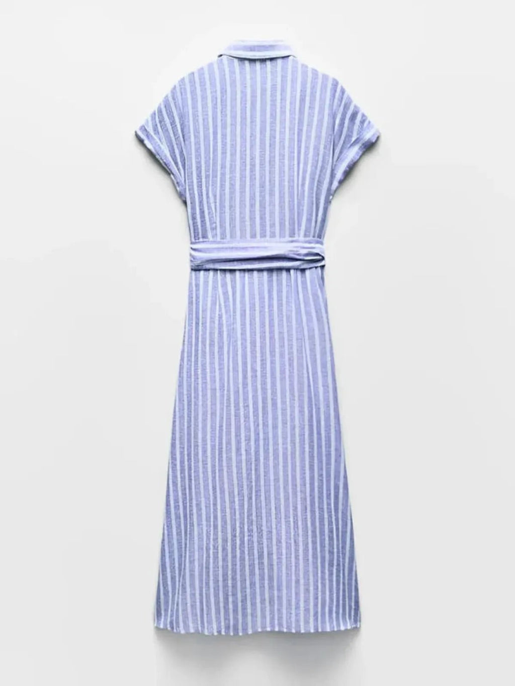 Women Maxi Dress Striped Short Sleeve Button Closure - Evergreen Outfits - Women Maxi Dress