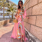 Women Maxi Dress V - Neck Maxi Length Side Slit Design - Evergreen Outfits - Women Maxi Dress