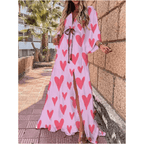 Women Maxi Dress V - Neck Maxi Length Side Slit Design - Evergreen Outfits - Women Maxi Dress