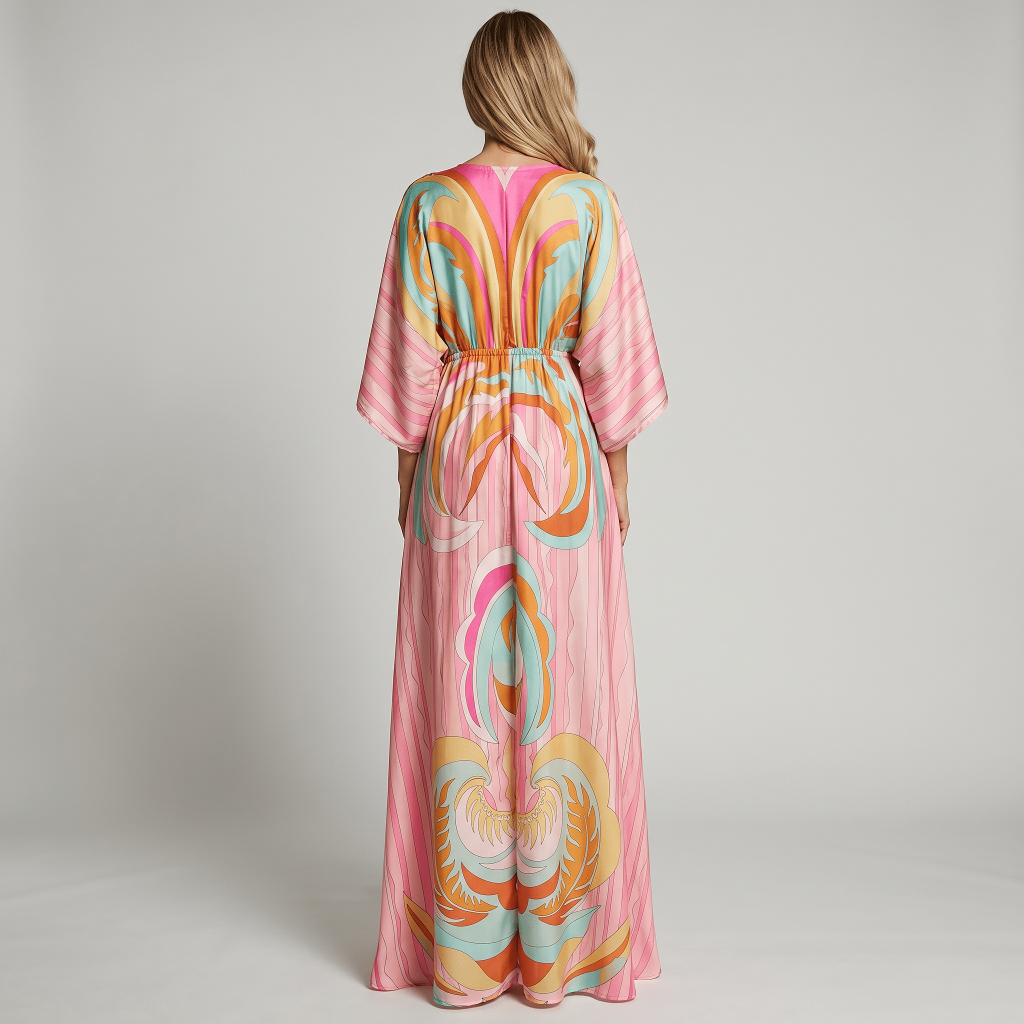 Women Maxi Dress V - Neck Maxi Length Side Slit Design - Evergreen Outfits - Women Maxi Dress