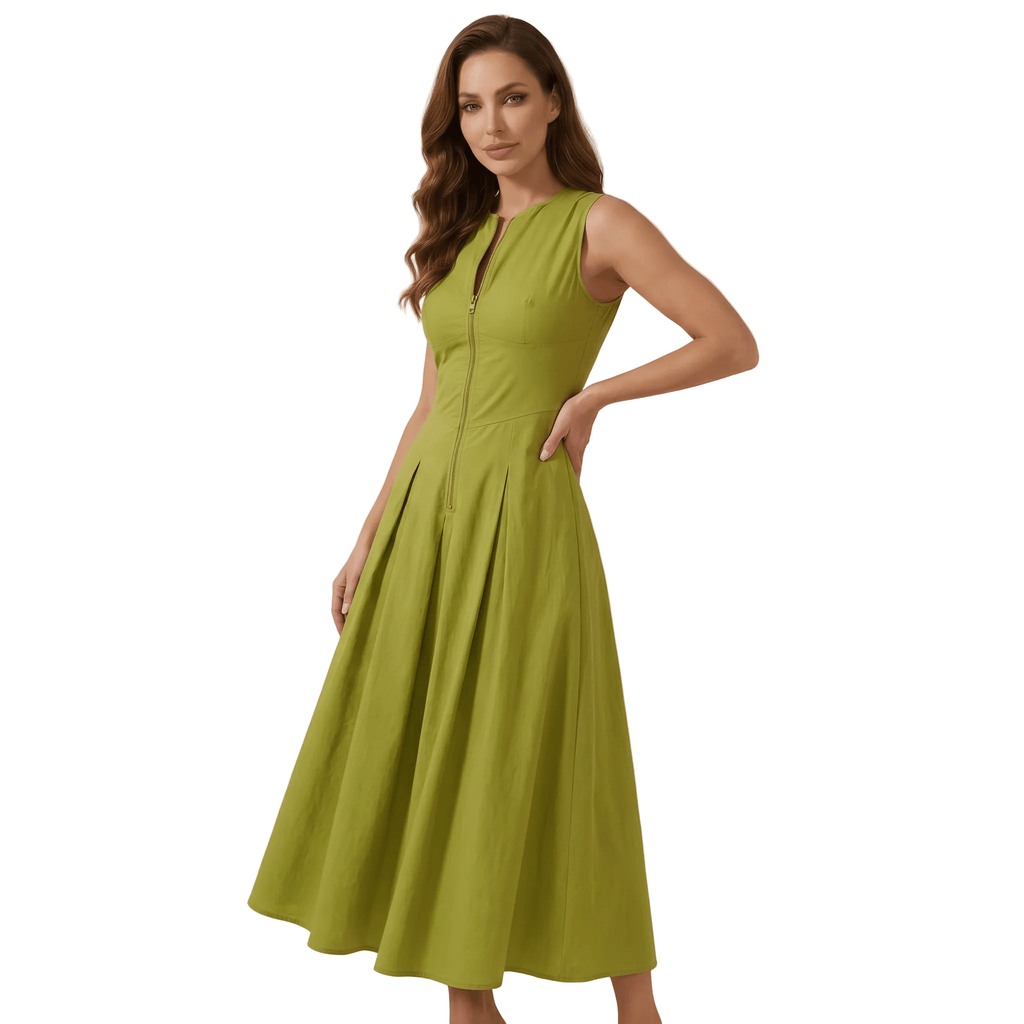 Women Midi Dress A - Line Fit Cutout Design Midi Length - Evergreen Outfits - Women Midi Dress