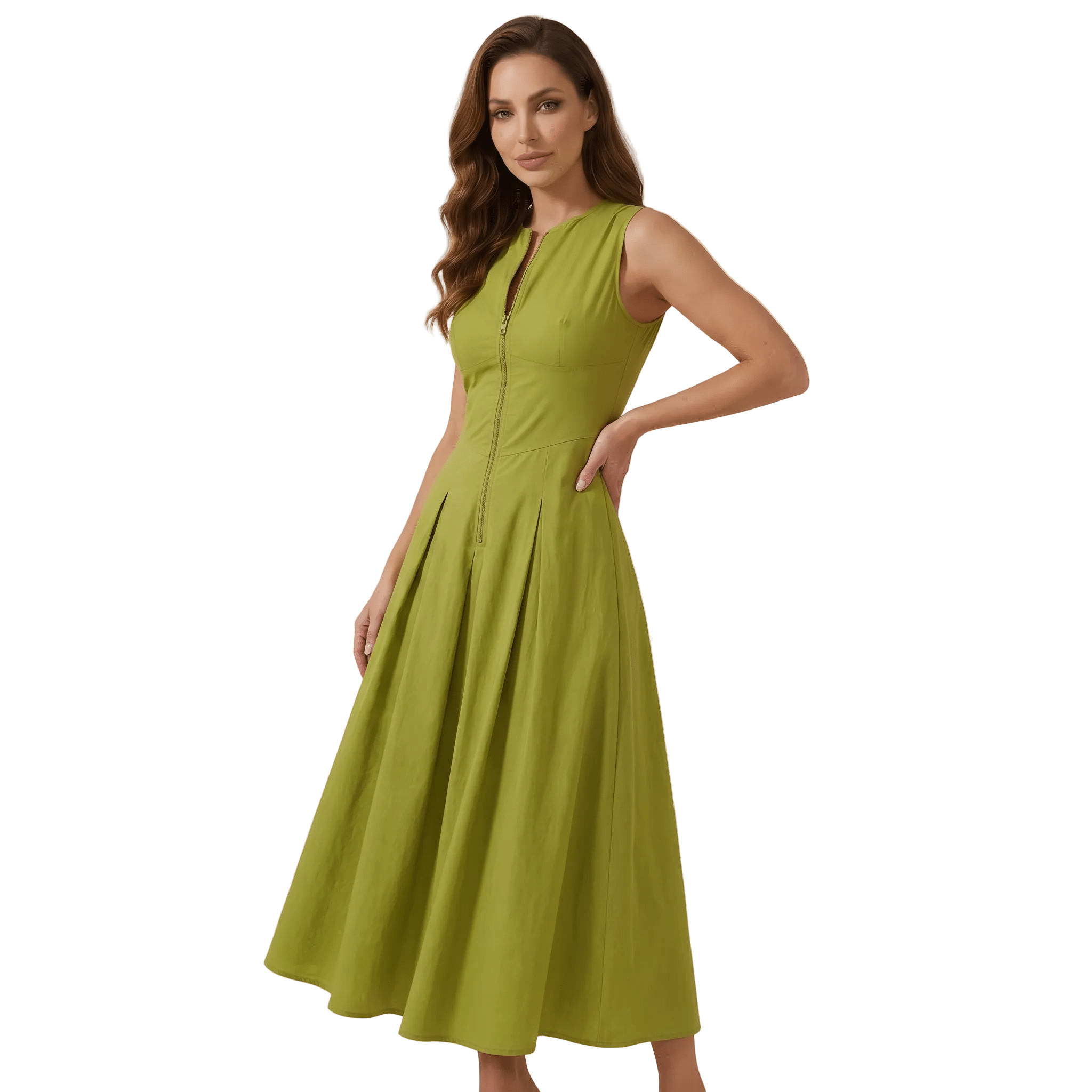 Women Midi Dress A - Line Fit Cutout Design Midi Length - Evergreen Outfits - Women Midi Dress