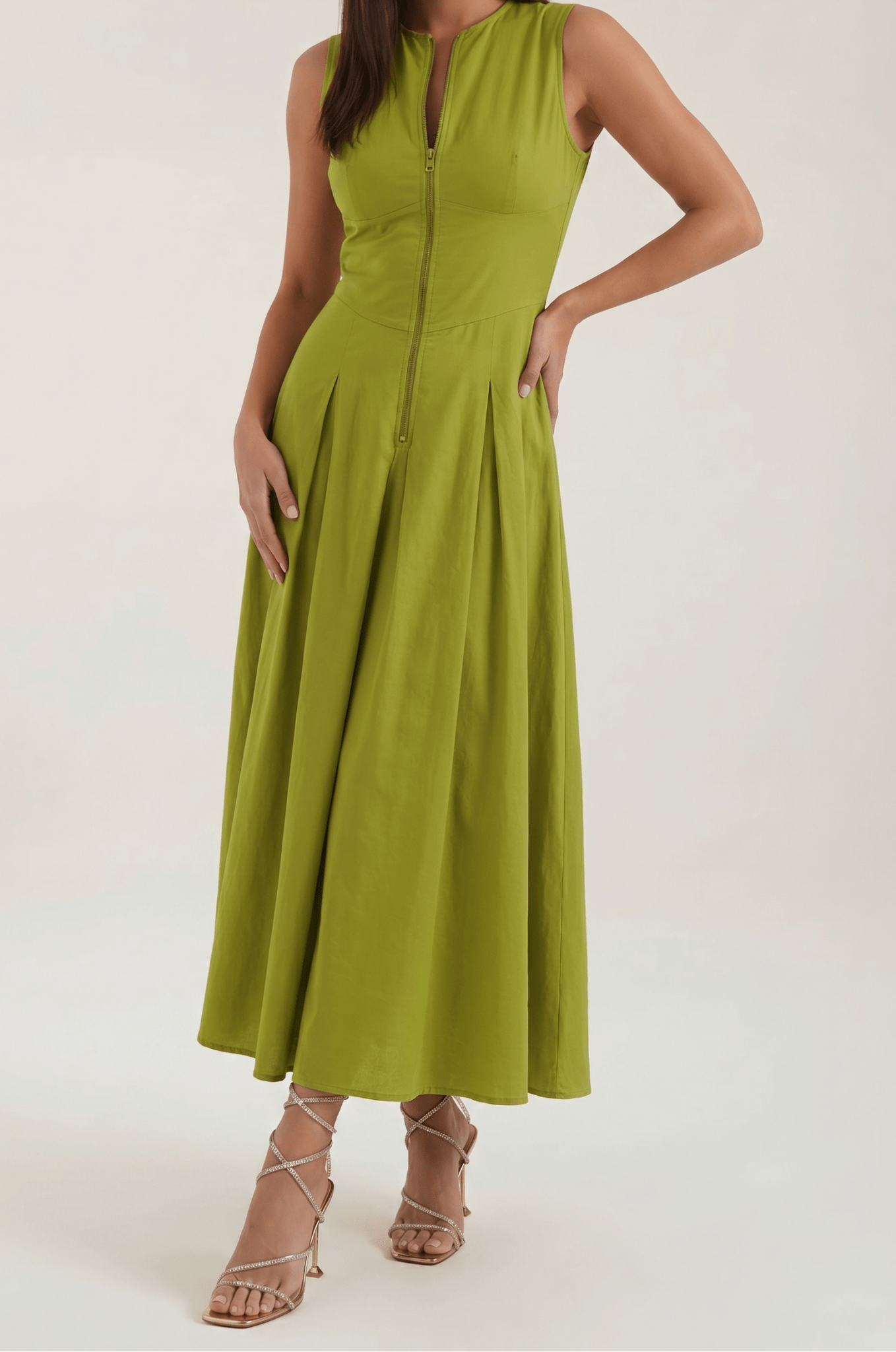 Women Midi Dress A - Line Fit Cutout Design Midi Length - Evergreen Outfits - Women Midi Dress