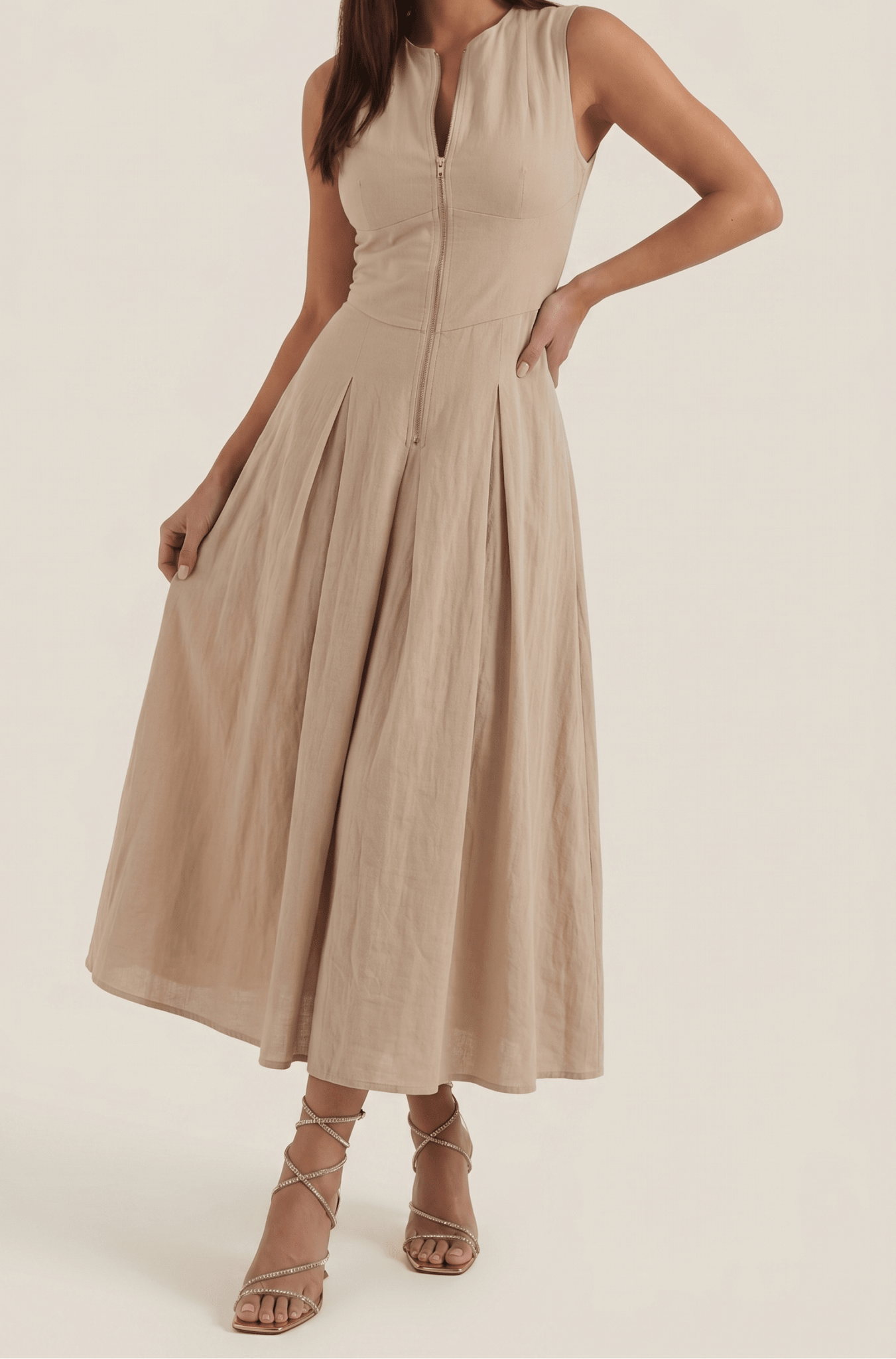 Women Midi Dress A - Line Fit Cutout Design Midi Length - Evergreen Outfits - Women Midi Dress